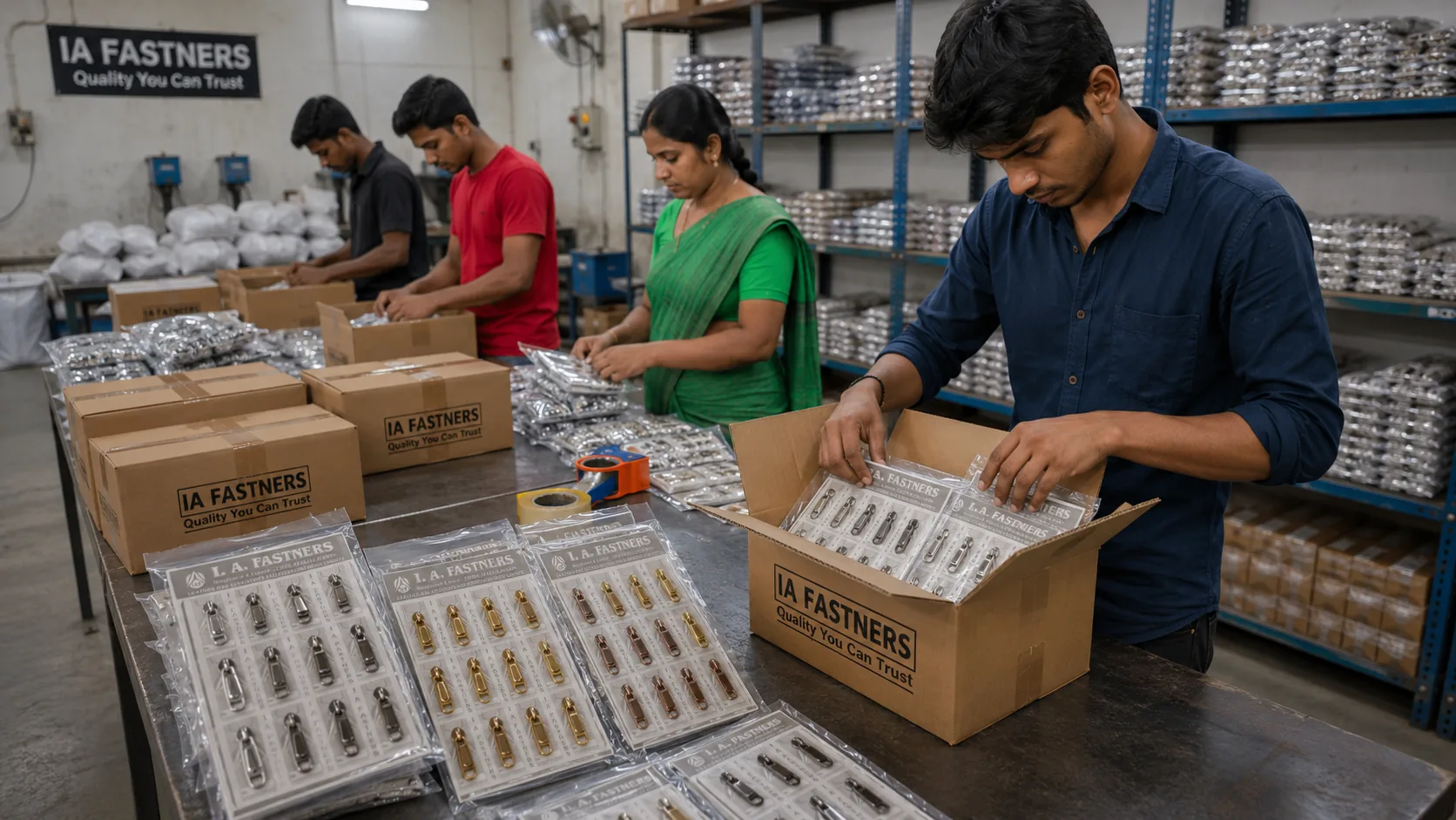 IA Fastners finished product packaging and dispatch preparation area